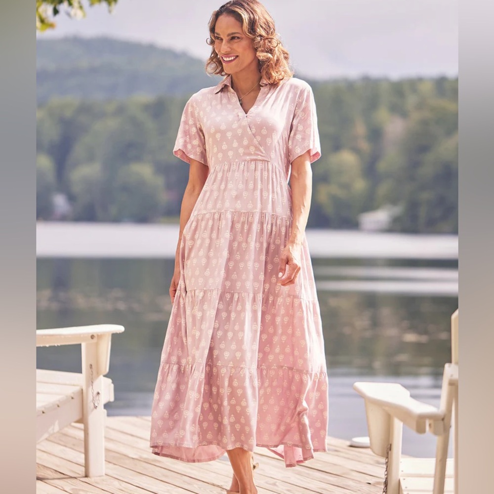 April Cornell Pale Pink Printed Maxi Dress